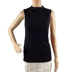 H&M Ribbed Tank High Neck Size 6 Black